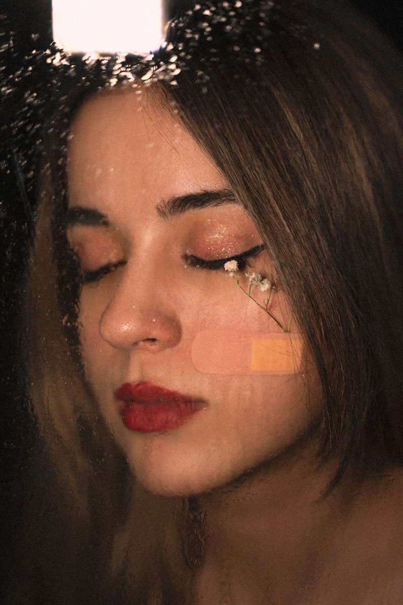 a woman with makeup on her face